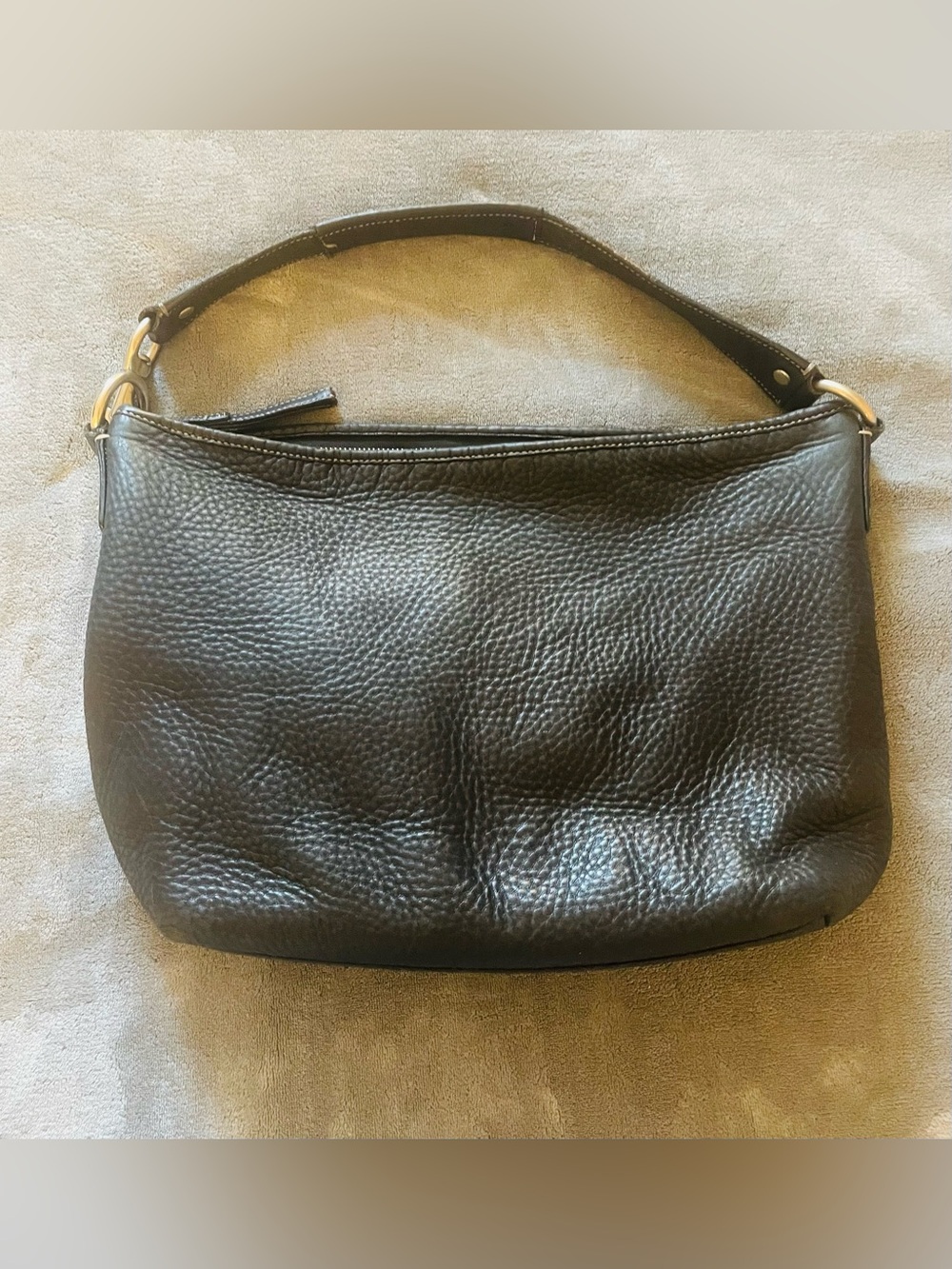 Coach Black Pebble Leather Shoulder Bag